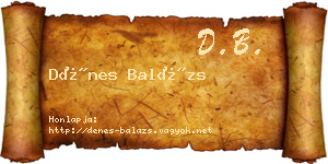 Dénes Balázs névjegykártya